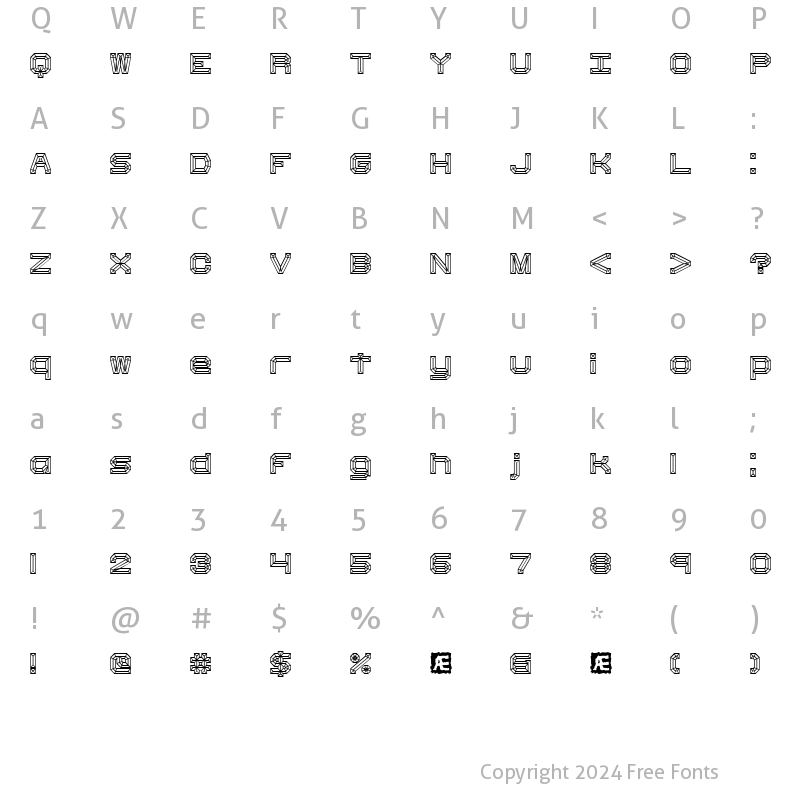 Character Map of Heavy Bevel BRK Regular