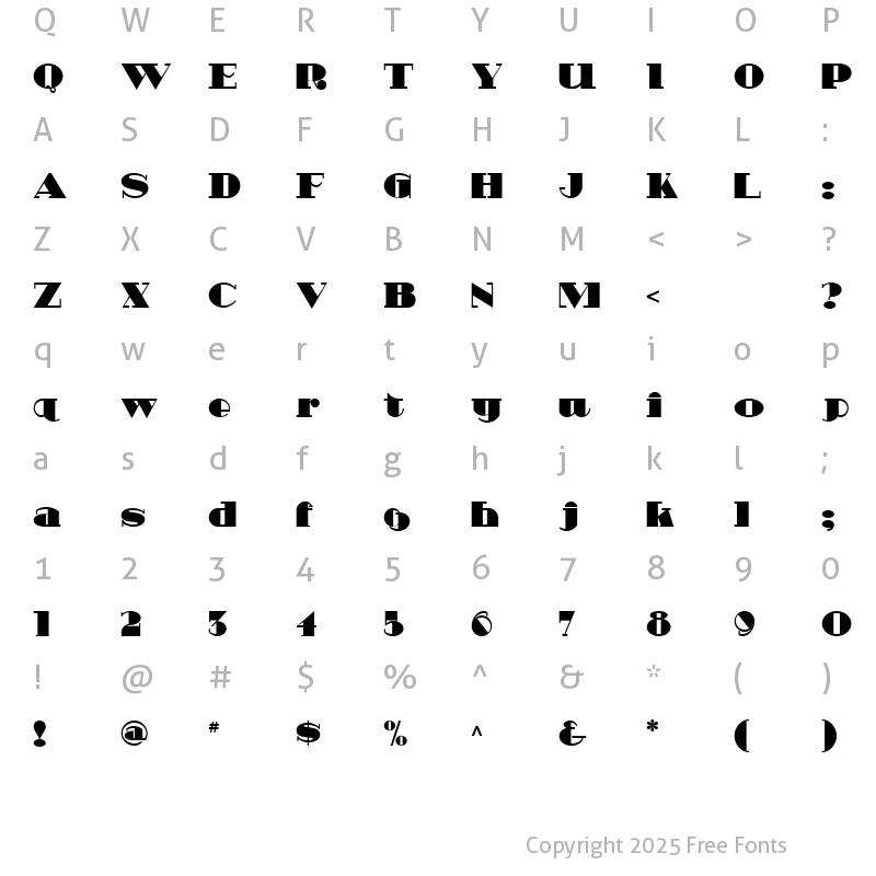 Character Map of Heavy Tripp NF Regular