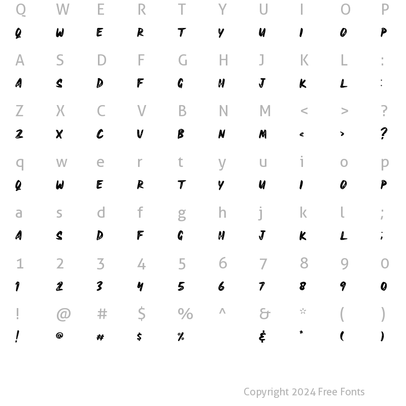 Character Map of HEAVYRUST ROUGH Regular