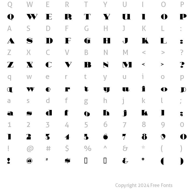 Character Map of HeavyTripp UltraBold