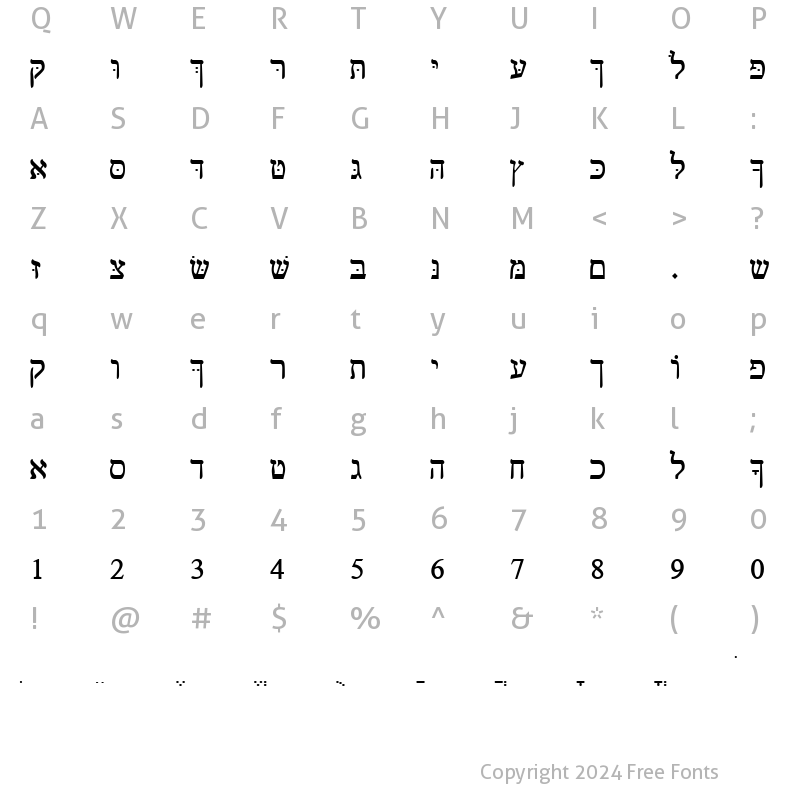 Character Map of Hebpar Regular