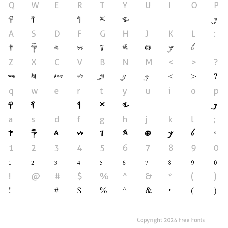 Character Map of Hebrew Seals Regular