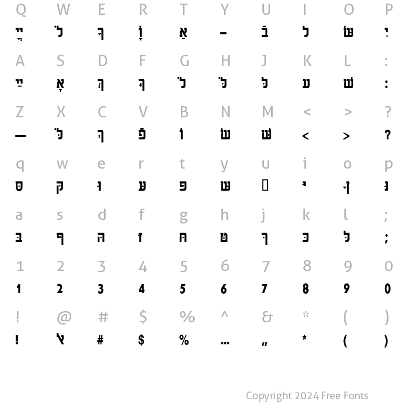 Character Map of HebrewAaronSSK Bold