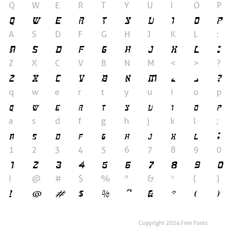 Character Map of HebrewExtended Italic