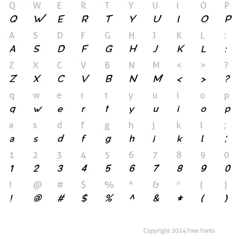 Character Map of HECTA Bold Italic