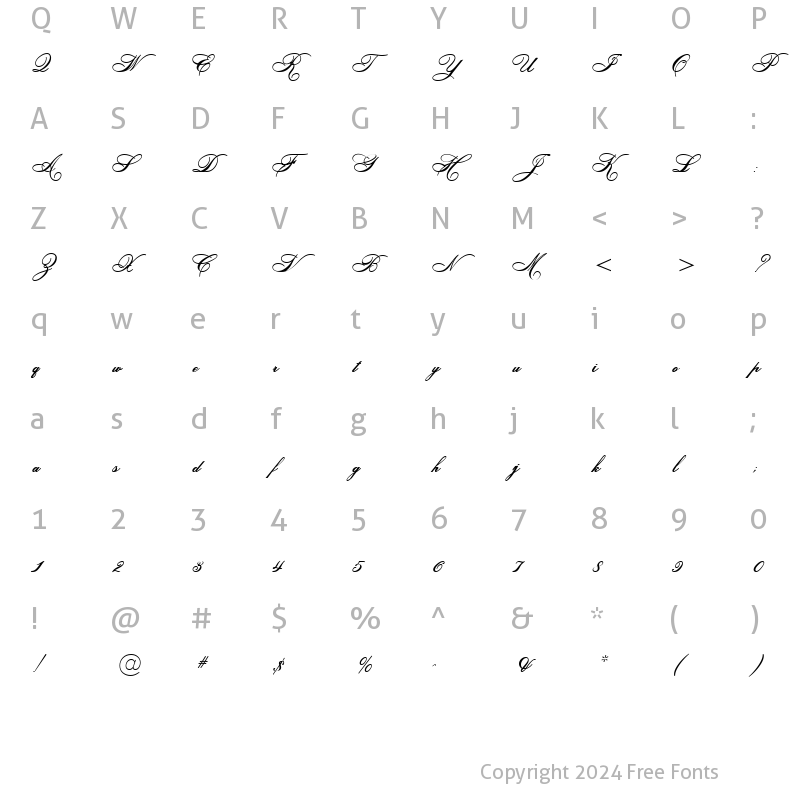 Character Map of HeddyOpti-Script Script