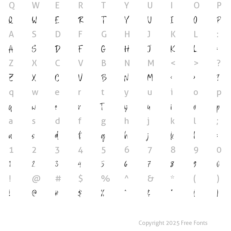 Character Map of Hedlass Regular