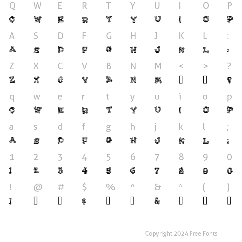 Character Map of Hee Haw MF Regular