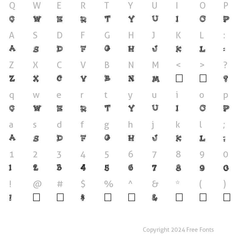 Character Map of HeeHaw Regular