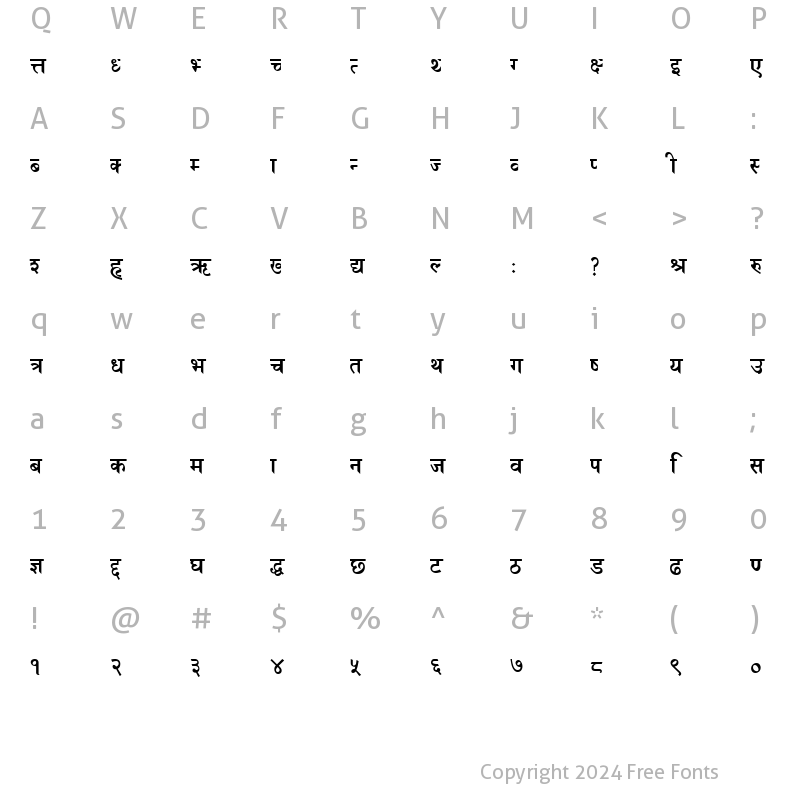 Character Map of Heera Bold