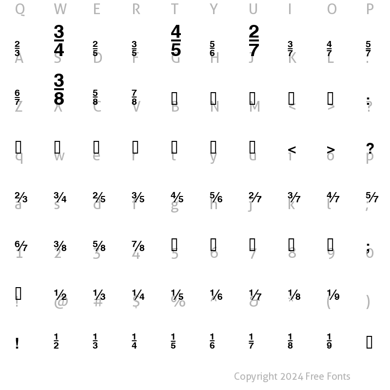 Character Map of HeFractions Bold