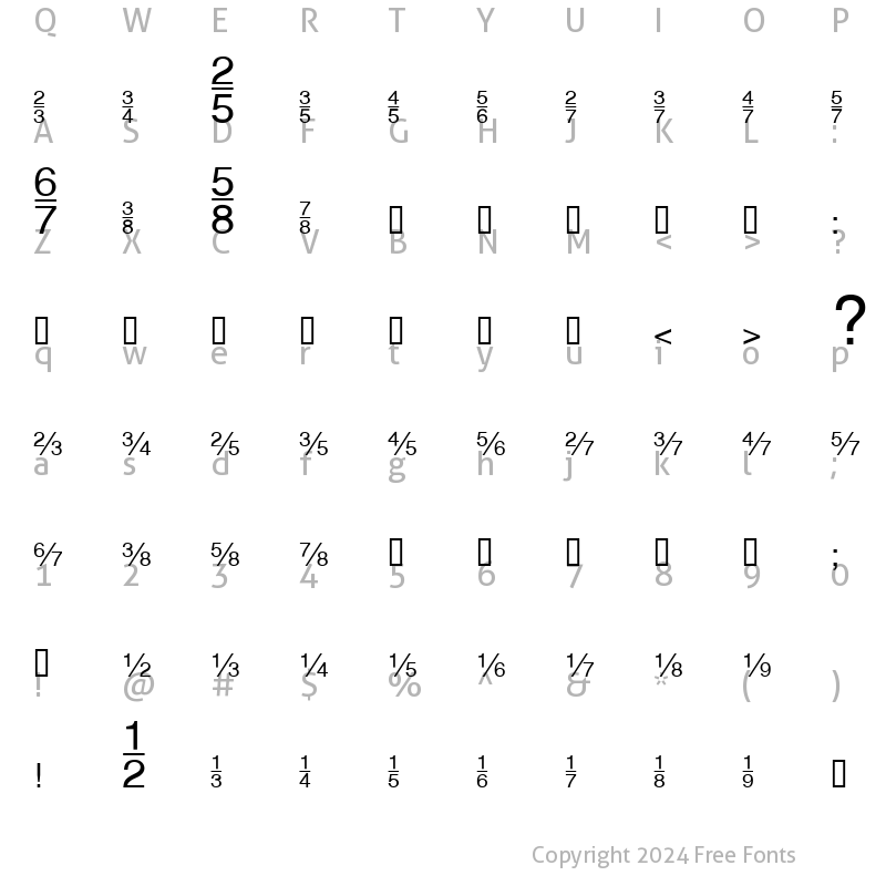 Character Map of HeFractions Regular