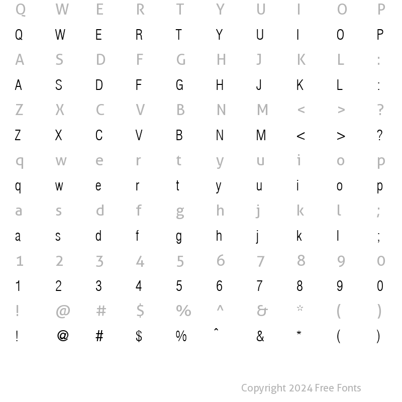 Character Map of HegelCondExtraLight Regular