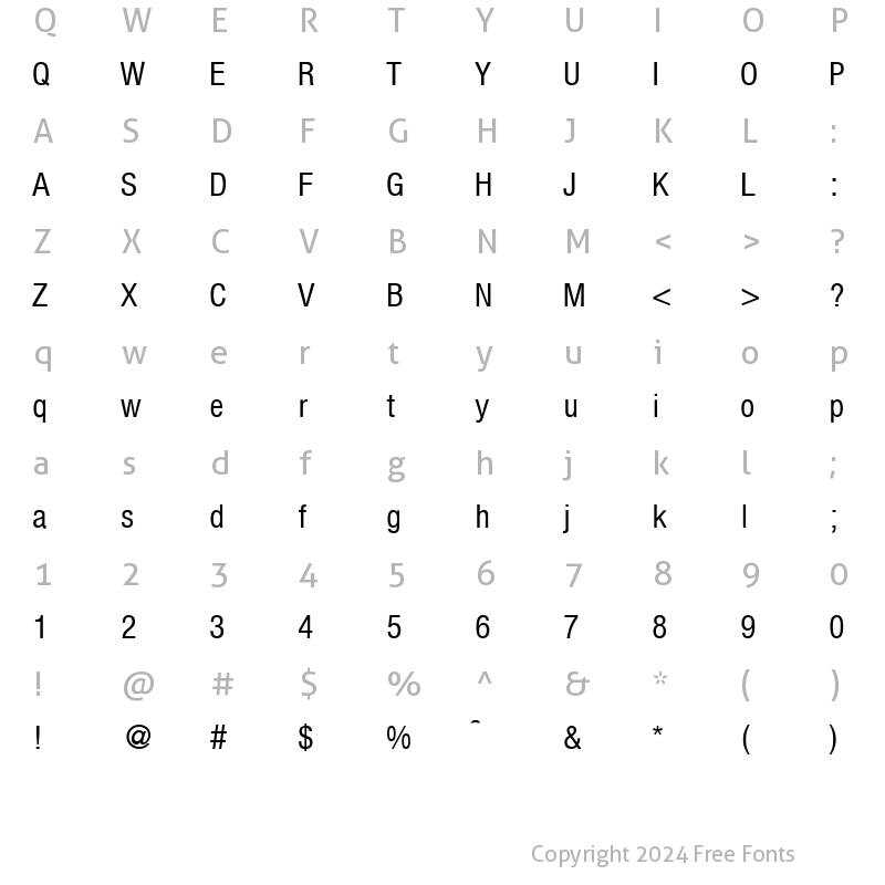 Character Map of HegelCondLight Regular