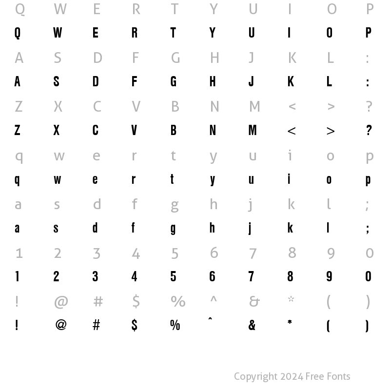 Character Map of HegelCondMedium Regular