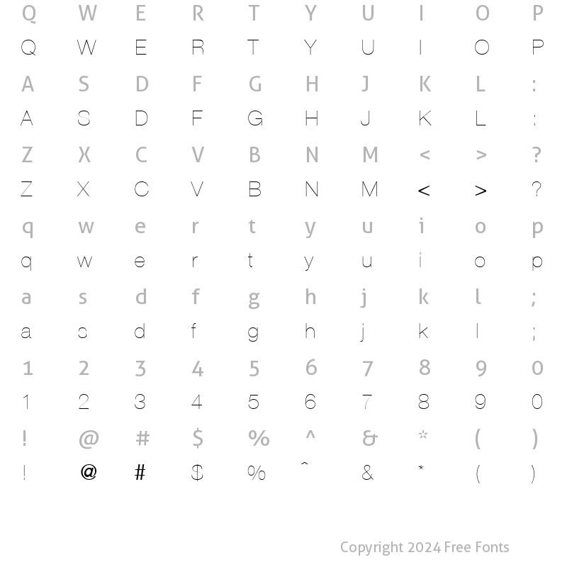 Character Map of HegelUltraLight Regular