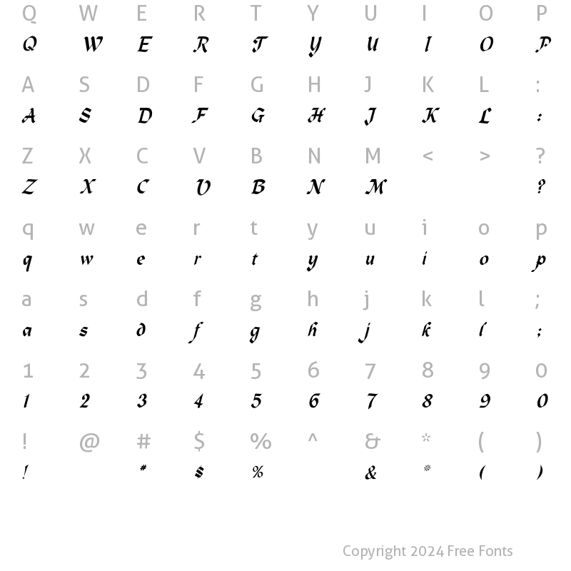 Character Map of Heidelbe-Normal Italic Italic