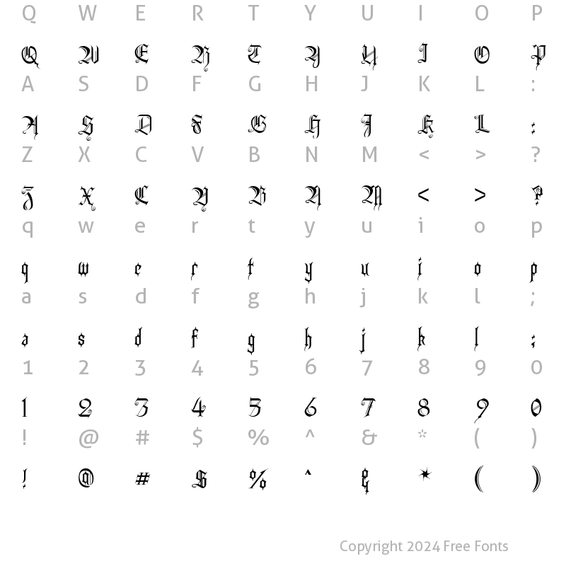 Character Map of Heidorn Hill Regular