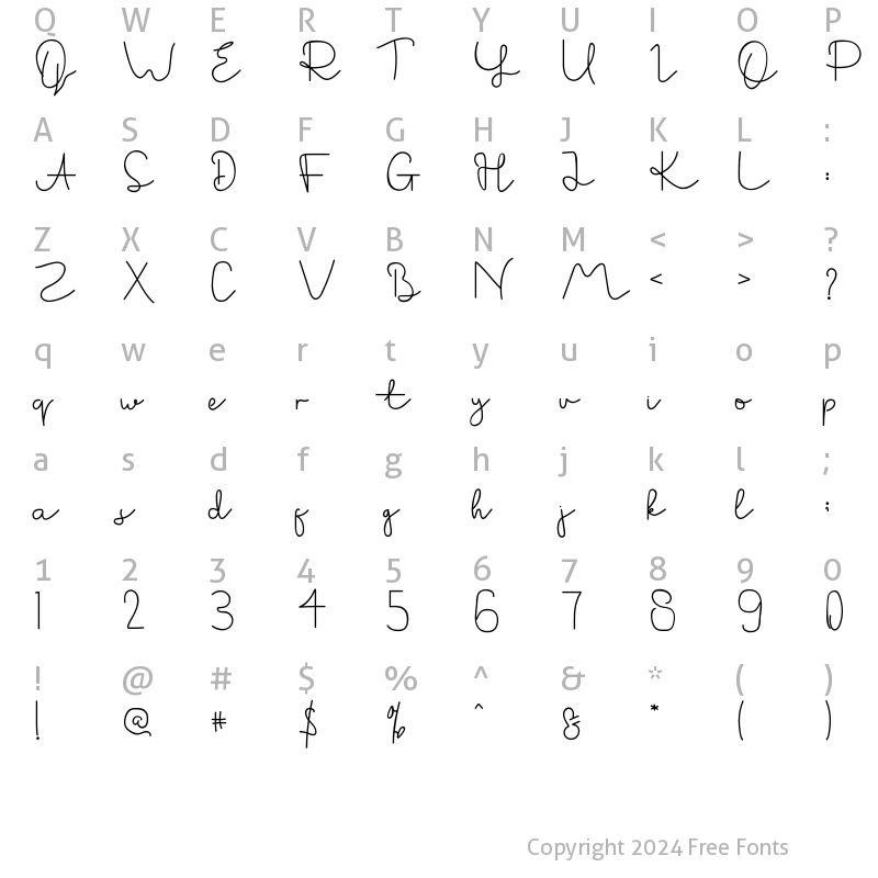 Character Map of Heigh Lovely Regular