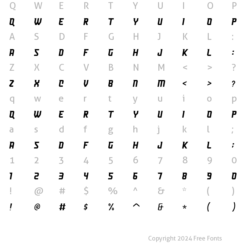 Character Map of Heist Italic