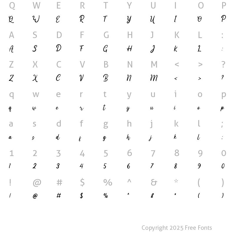 Character Map of Heland Regular