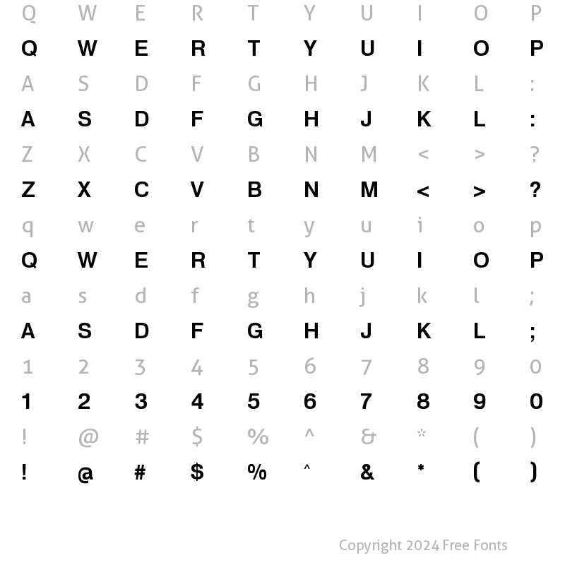 Character Map of HeldustryFTVBasic Demi Regular