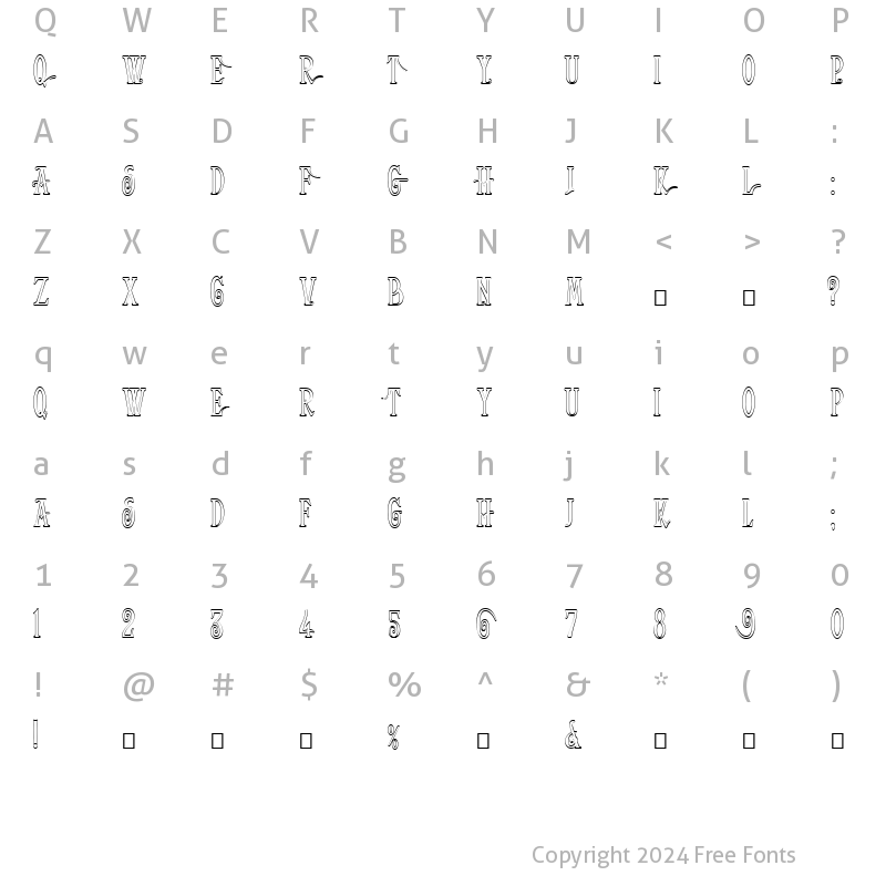 Character Map of Helena-Outline Roman