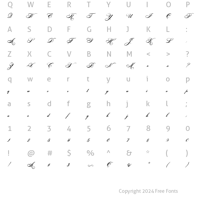 Character Map of Helena Script ES Regular