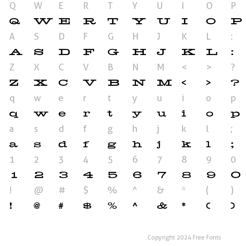 Character Map of Helenic Ext Regular