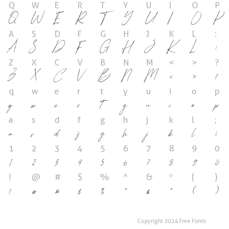 Character Map of Heleny Italic