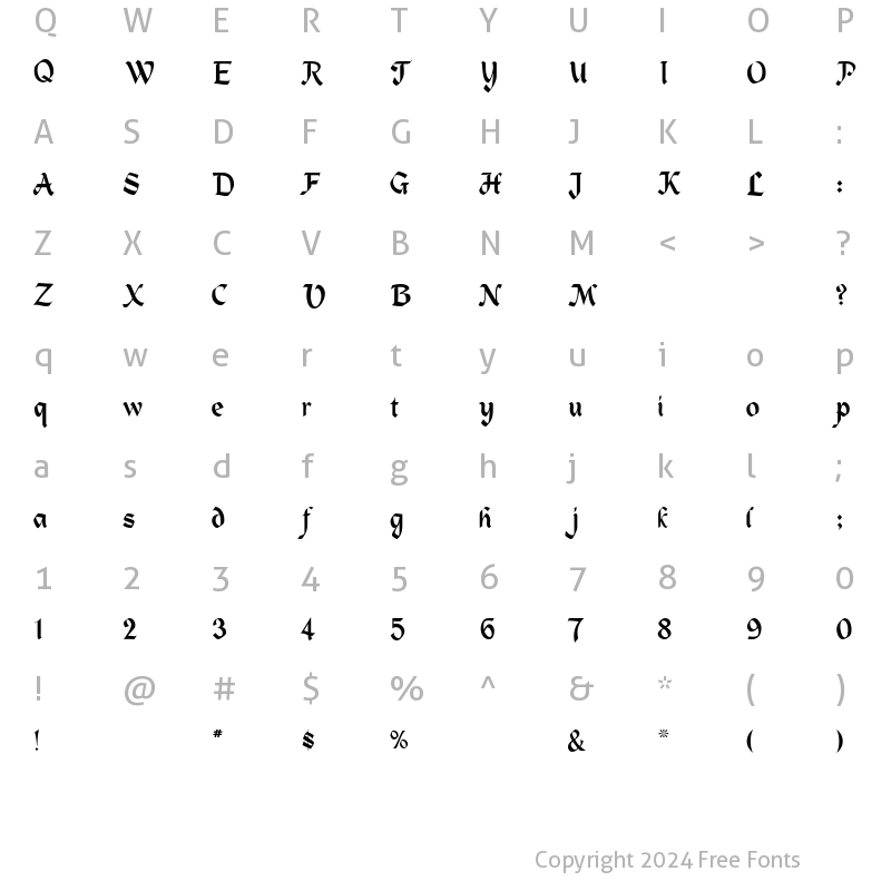 Character Map of HelgarChancery Regular