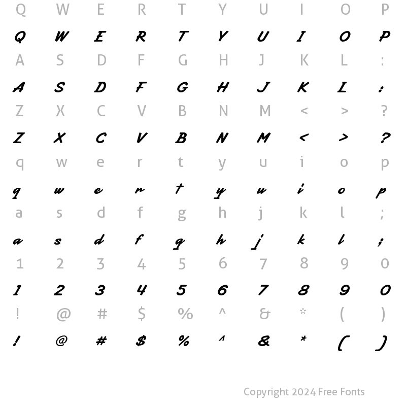 Character Map of Helight Script Regular