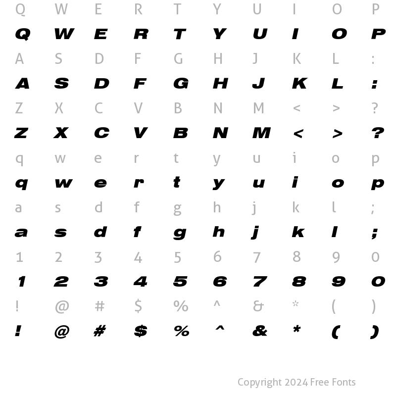 Character Map of HeliosExtBlack Regular