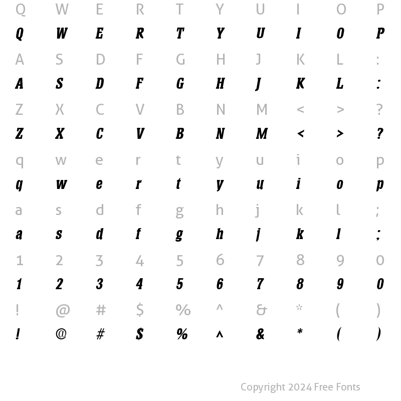 Character Map of Helium Bold Italic