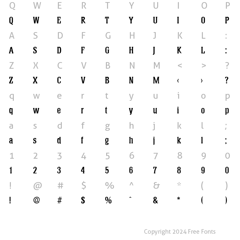 Character Map of Helium-Serial Bold