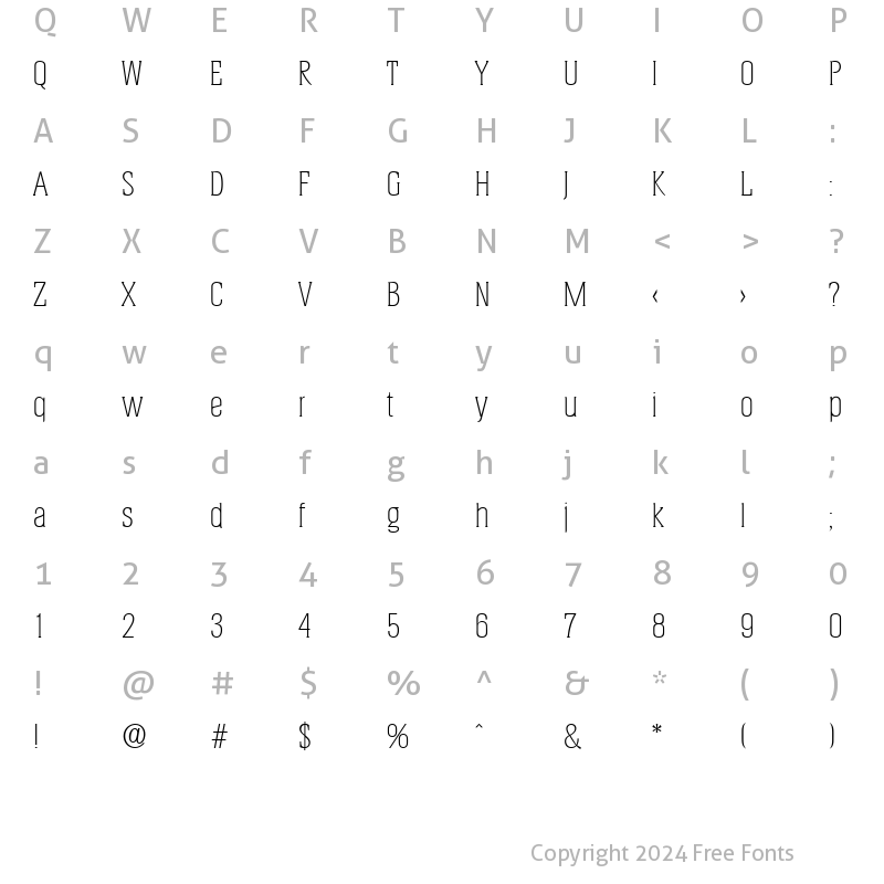 Character Map of Helium-Serial-ExtraLight Regular