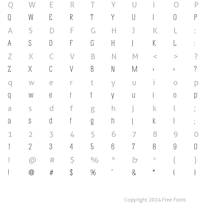 Character Map of Helium-Xlight Regular