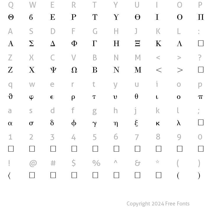 Character Map of Hellas Regular