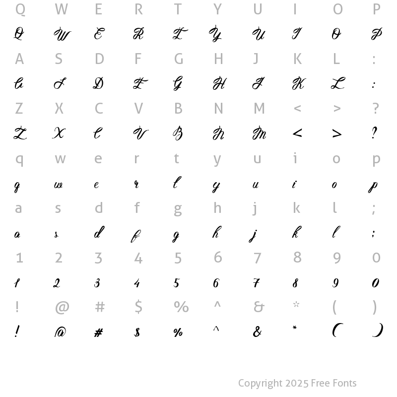 Character Map of Hellena Italic