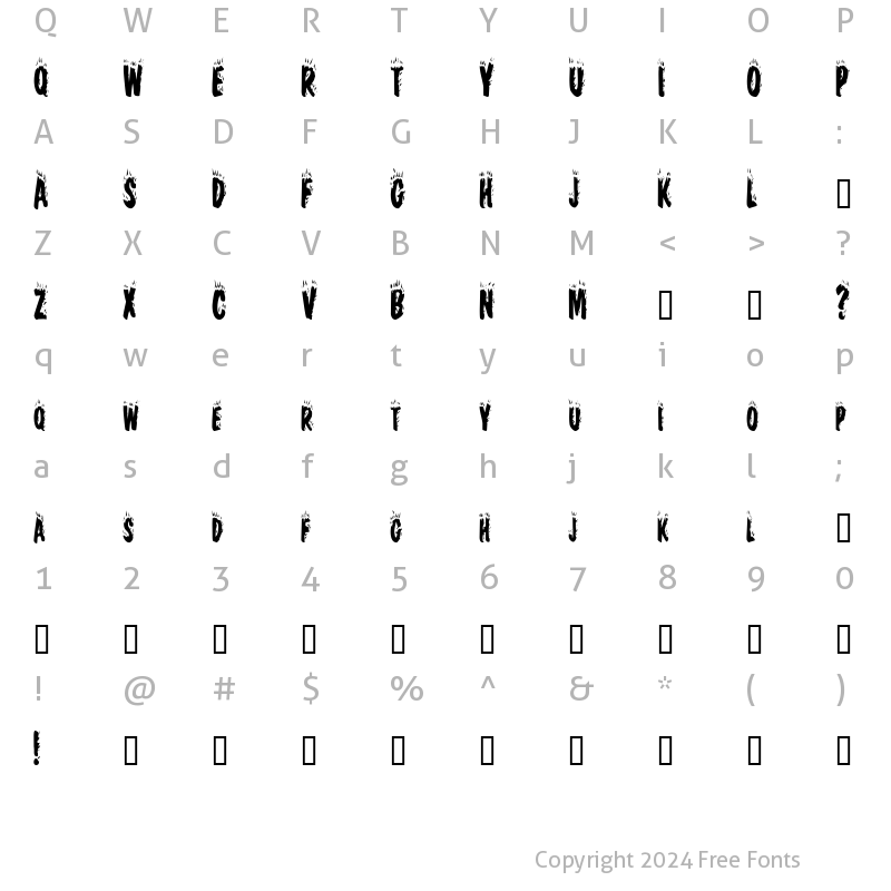 Character Map of HellfireCondensed Regular