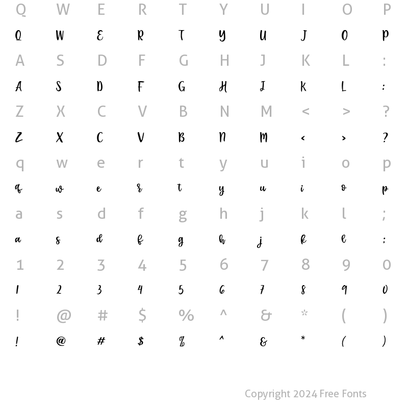 Character Map of Hello Agata Script Regular