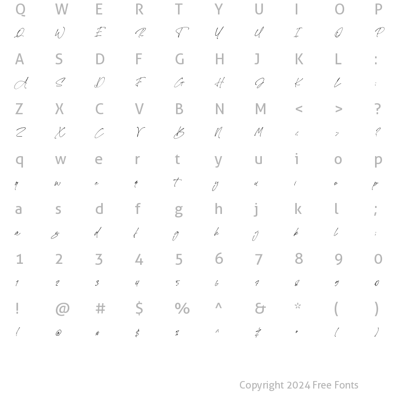 Character Map of Hello Beach Italic