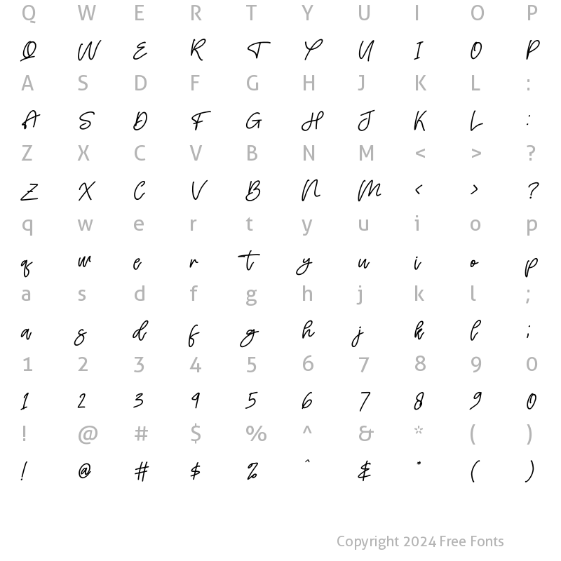 Character Map of Hello Bird Italic