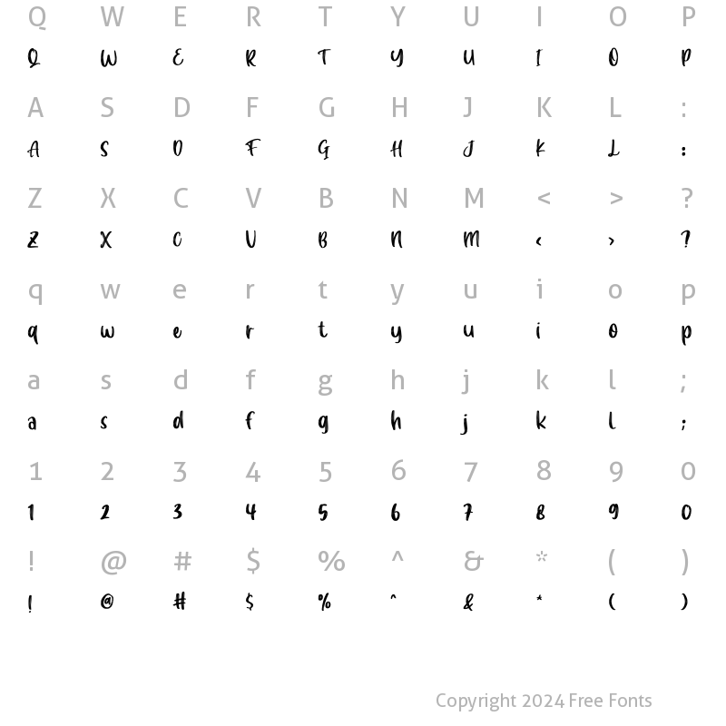 Character Map of Hello Blood Regular