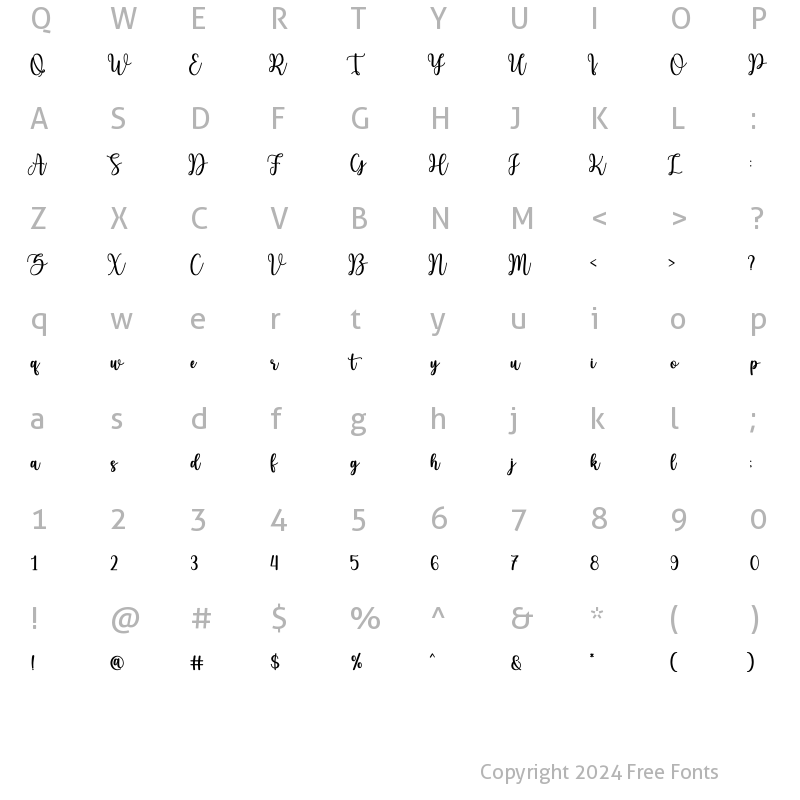 Character Map of Hello Cattia Bold