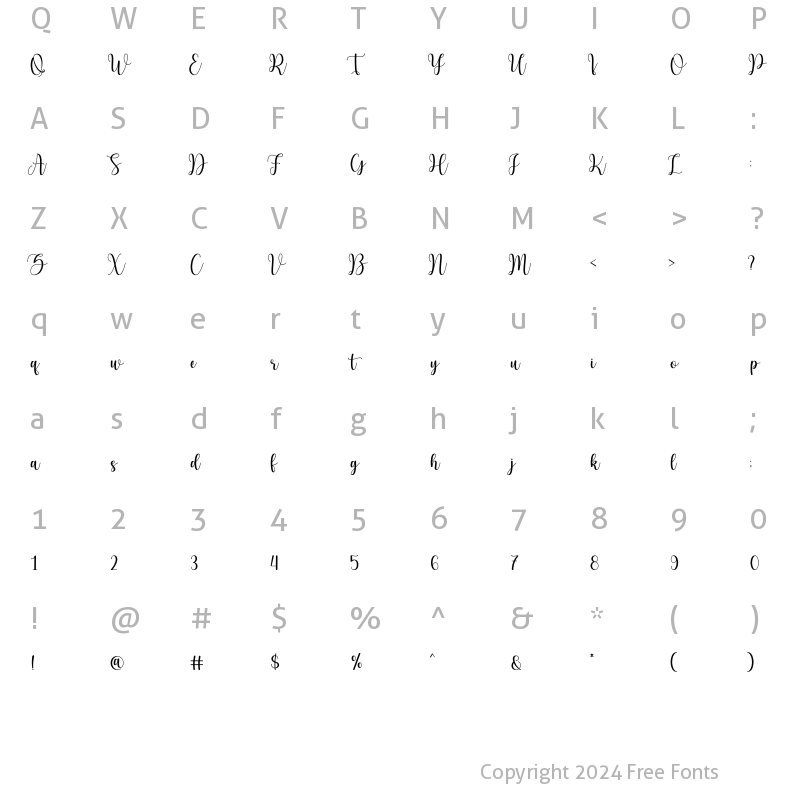 Character Map of Hello Cattia Regular