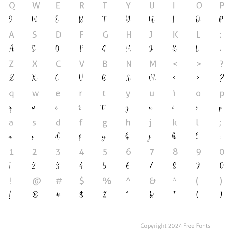 Character Map of Hello Cello Regular