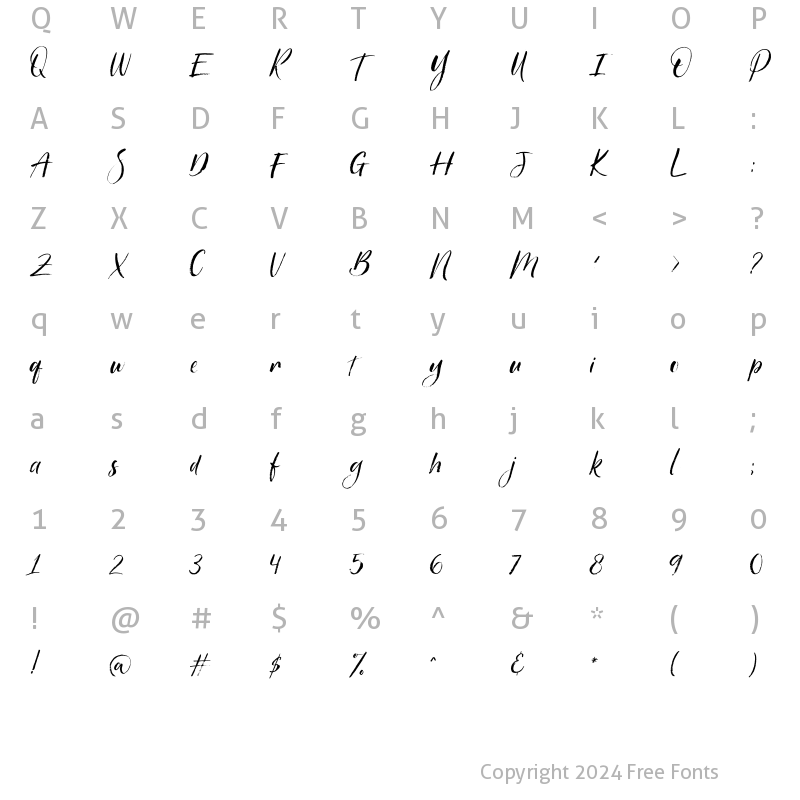 Character Map of Hello Christine Regular