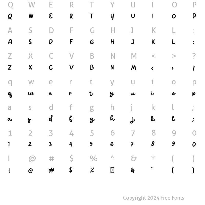 Character Map of HELLO Cutie Regular