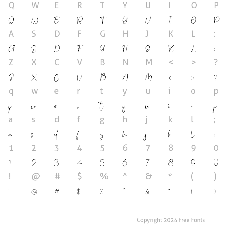 Character Map of Hello Emillia Regular